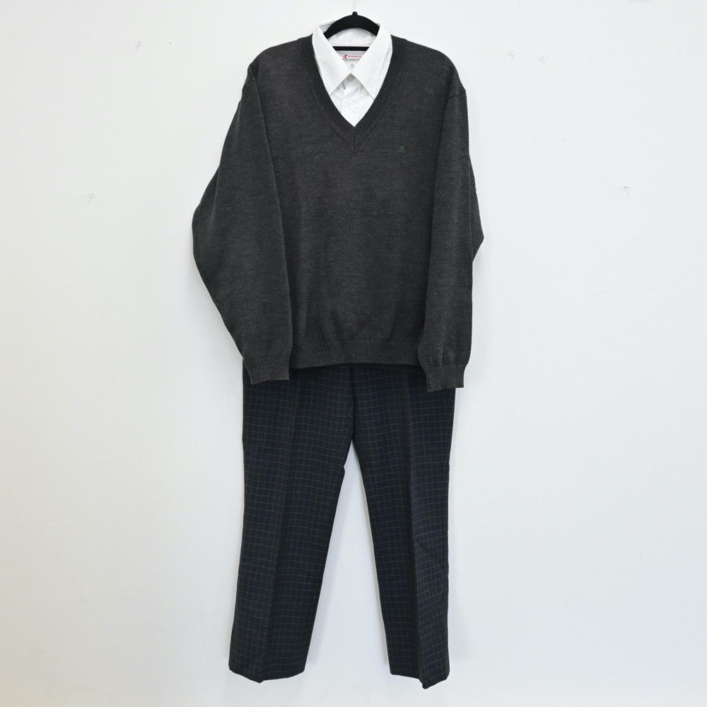 【中古】大阪府 緑風冠高等学校 男子制服 3点（ズボン・ニット・シャツ）sf000818