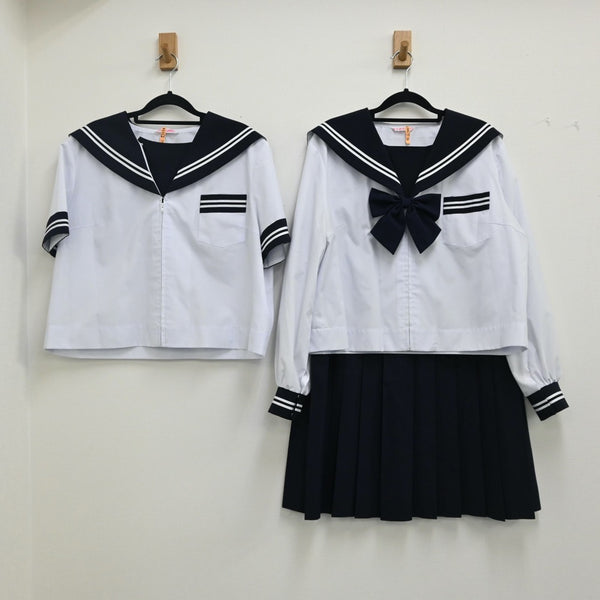 【中古】静岡 静岡県富士市立大淵中学校 女子制服 4点（セーラー服・セーラー服・スカート）sf000857