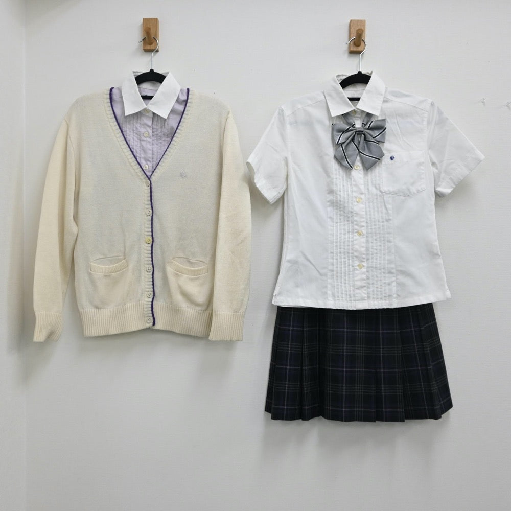 【中古】大阪 関西大学高等部 女子制服 5点（シャツ・ニット・スカート）sf000883