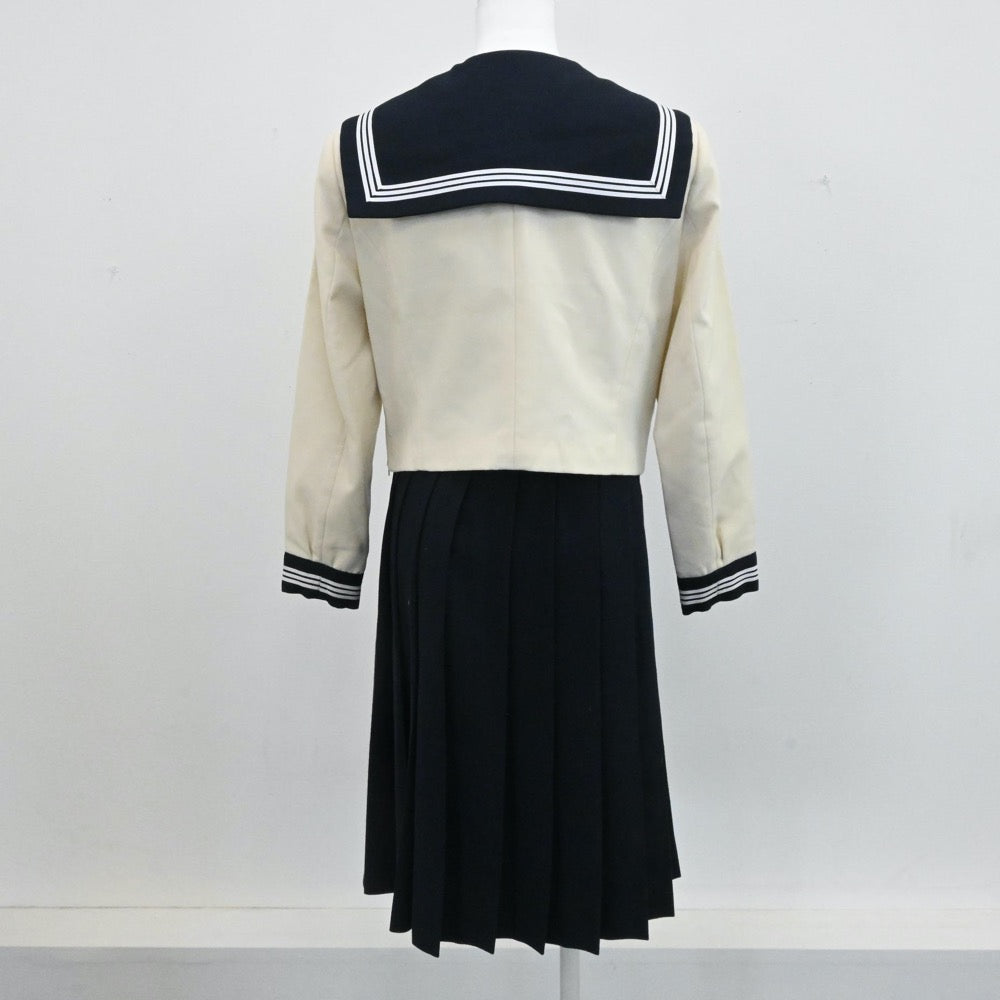 【中古】福岡県 博多女子高等学校 女子制服 3点（セーラー服・ジャンパースカート）sf000950