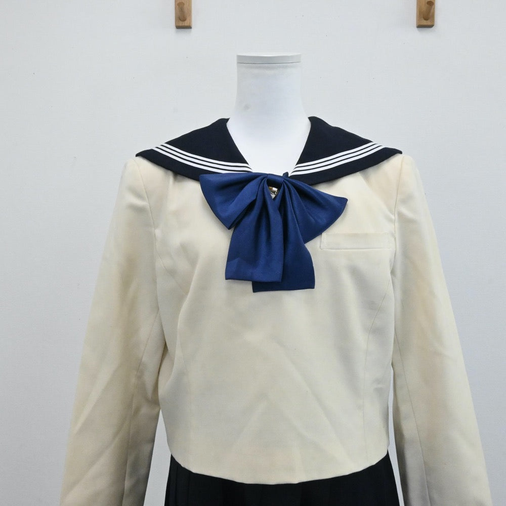 【中古】福岡県 博多女子高等学校 女子制服 3点（セーラー服・ジャンパースカート）sf000950