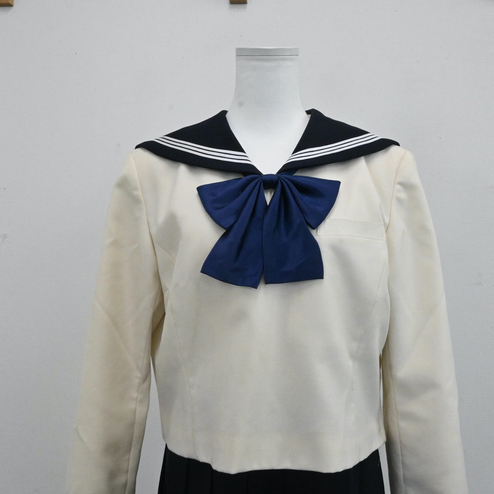 【中古】福岡県 博多女子高等学校 女子制服 4点（セーラー服・ニット・ジャンパースカート）sf000979