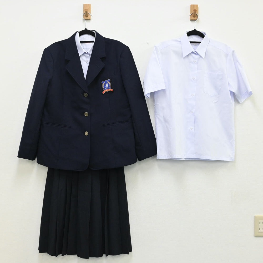 【中古】静岡県 清水飯田中学校 女子制服 4点（ブレザー・スカート・シャツ）sf000990