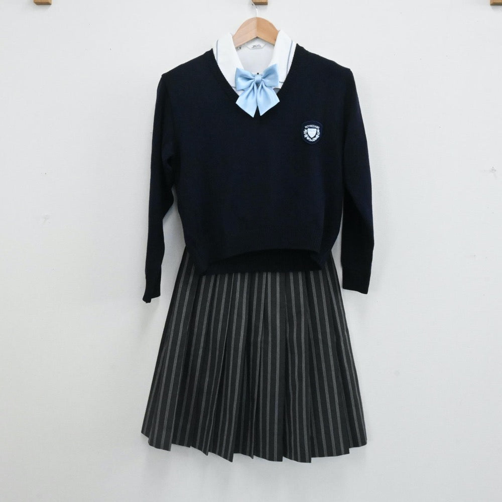 【中古】新潟県 新潟清心女子中学校 女子制服 6点（セーラー服・ニット・スカート）sf001047