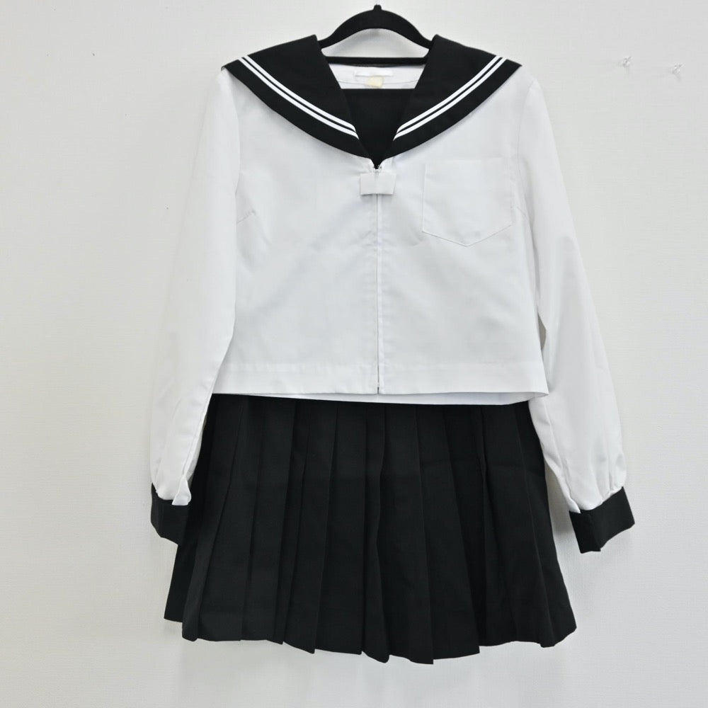 【中古】北海道 枝幸町立枝幸中学校 女子制服 2点（セーラー服・スカート）sf001149