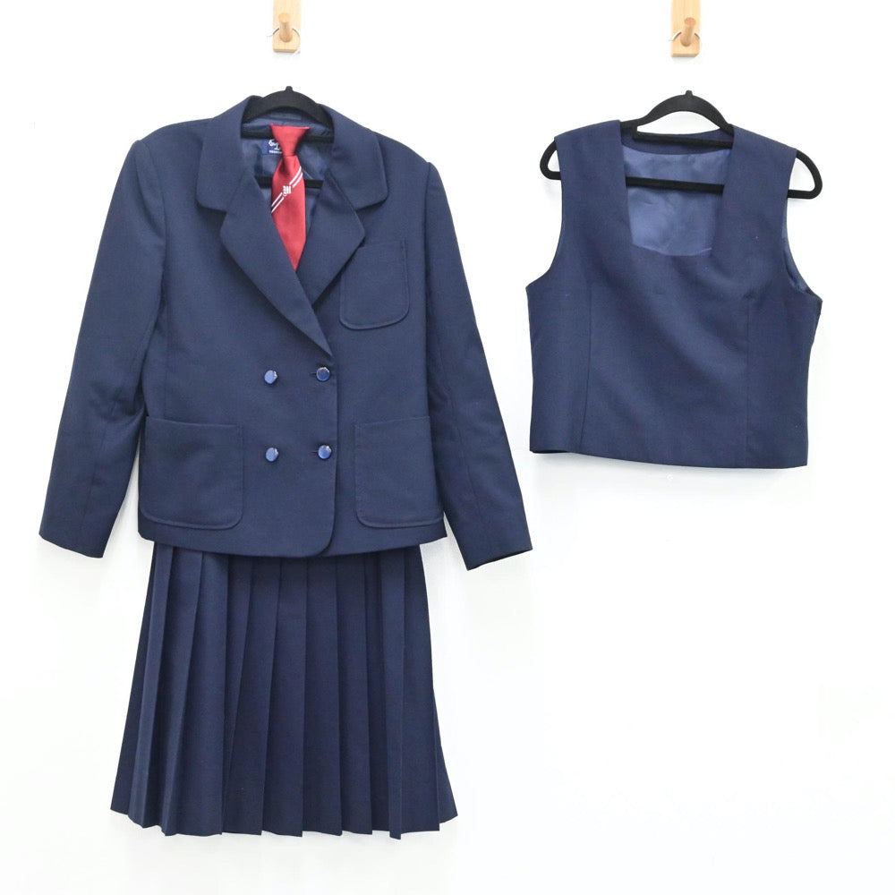 【中古】茨城県 下館南中学校 女子制服 4点（ブレザー・ベスト・スカート）sf001168