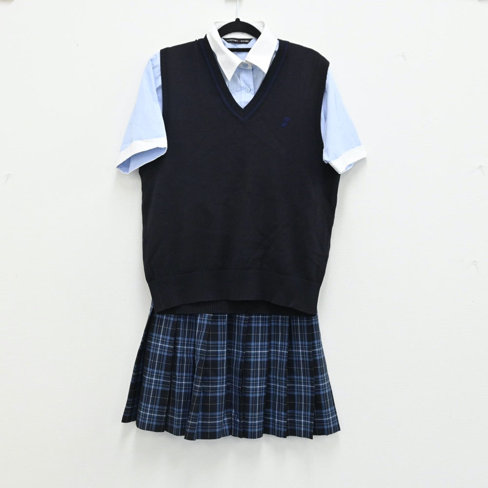 【中古】埼玉県 淑徳巣鴨高校 女子制服 3点（シャツ・ニットベスト・スカート）sf001186
