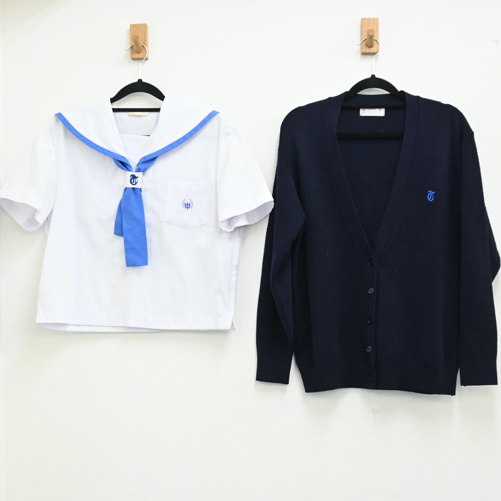 【中古】石川県 金沢市立高尾台中学校 女子制服 2点（セーラー服・ニット）sf001422