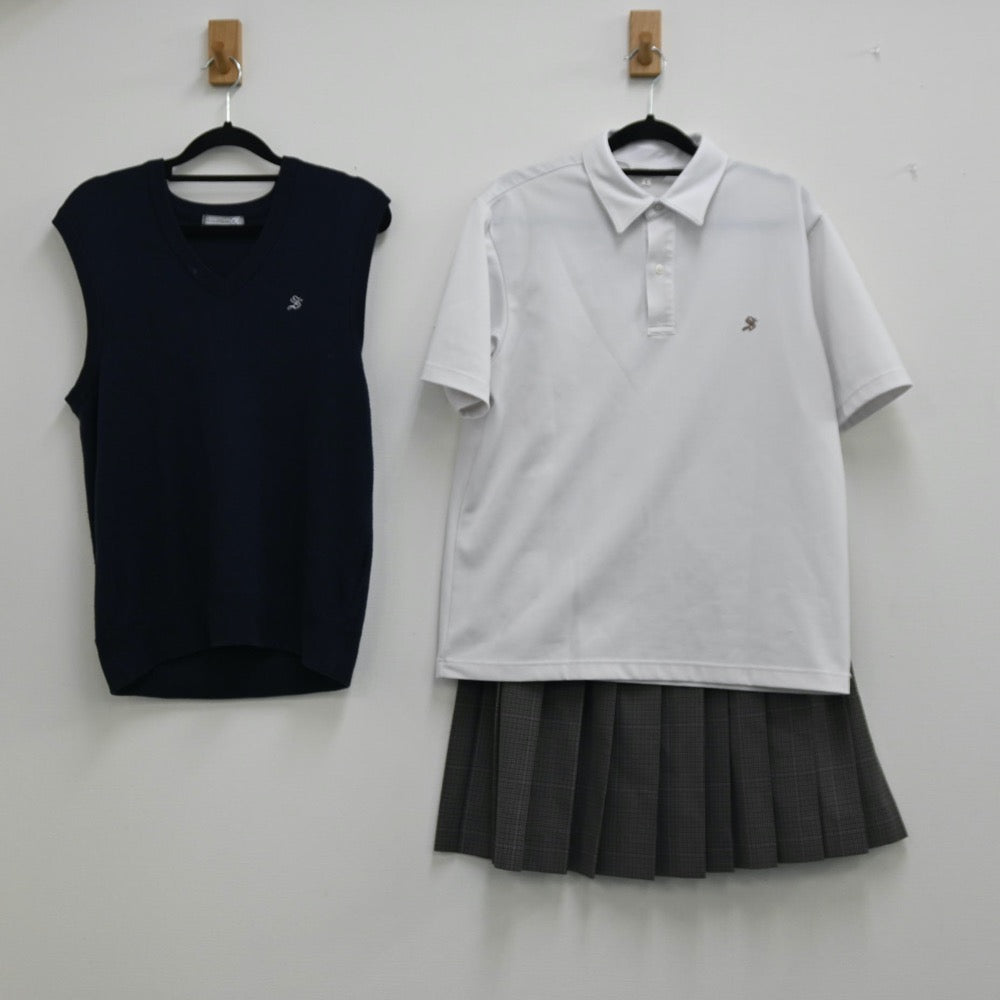 【中古】千葉 千葉県立袖ヶ浦高校 女子制服 3点（シャツ・ニットベスト・スカート）sf001442