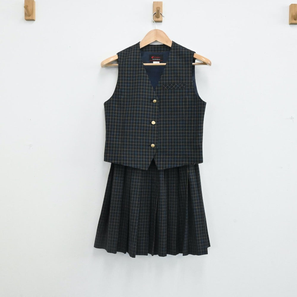 【中古】千葉県 大椎中学校 女子制服 4点（ブレザー・スカート・ベスト）sf001474