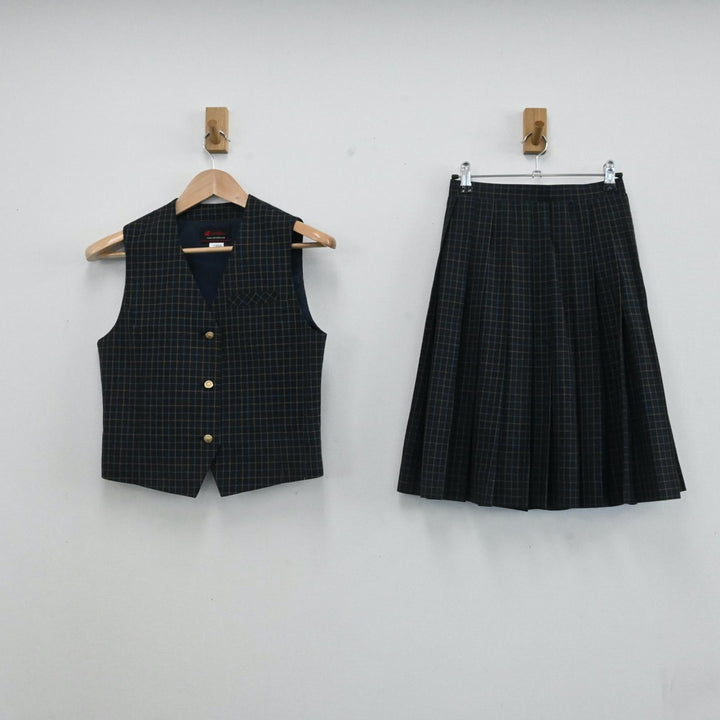 【中古】千葉県 大椎中学校 女子制服 4点（ブレザー・スカート・ベスト）sf001474