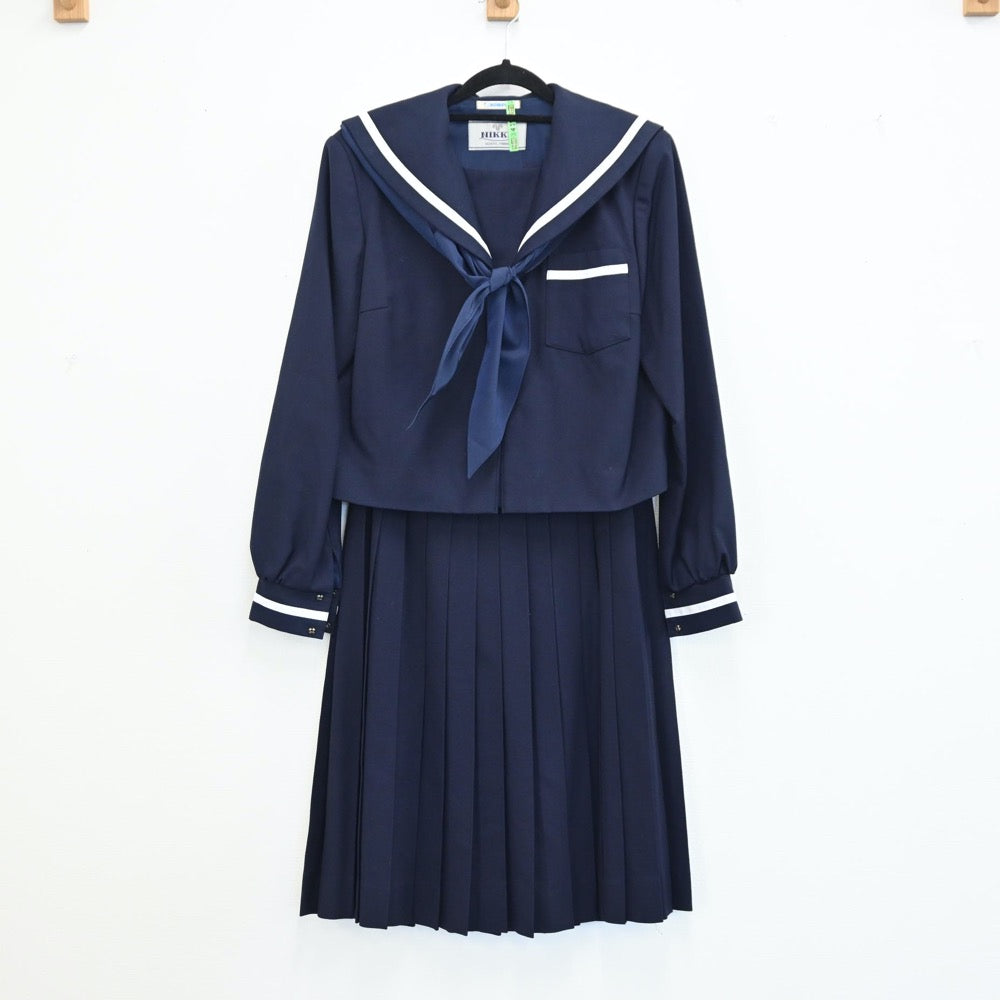 【中古】静岡県 磐田南高等学校 女子制服 4点（セーラー服・スカート・スカート）sf001485