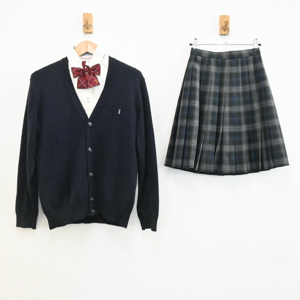 【中古】茨城県 茨城県立潮来高等学校 女子制服 5点（ニット・ニット・シャツ・スカート）sf001488