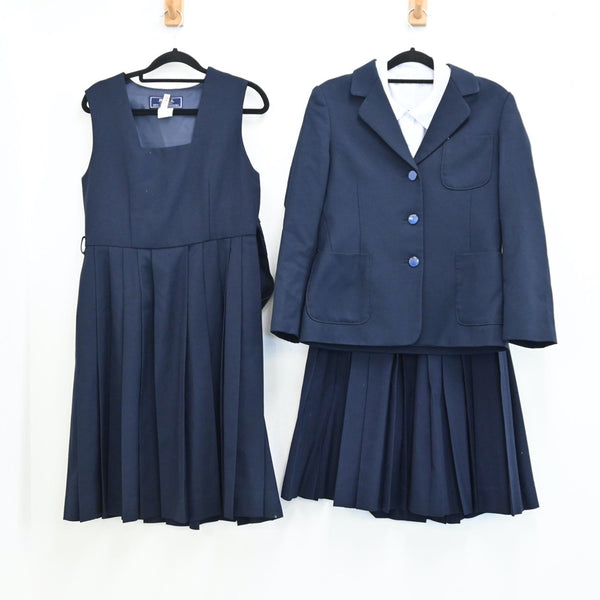 【中古】千葉県 大津ケ丘中学校 女子制服 6点（ブレザー・スカート・ジャンパースカート・シャツ）sf001517