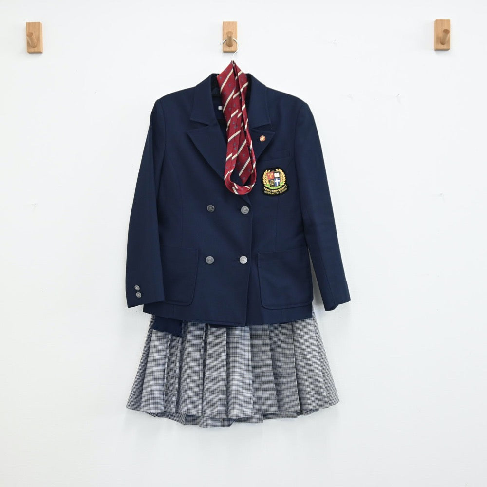 【中古】熊本県 東海大学付属熊本星翔高等学校 女子制服 4点（ブレザー・ニット・スカート）sf001523