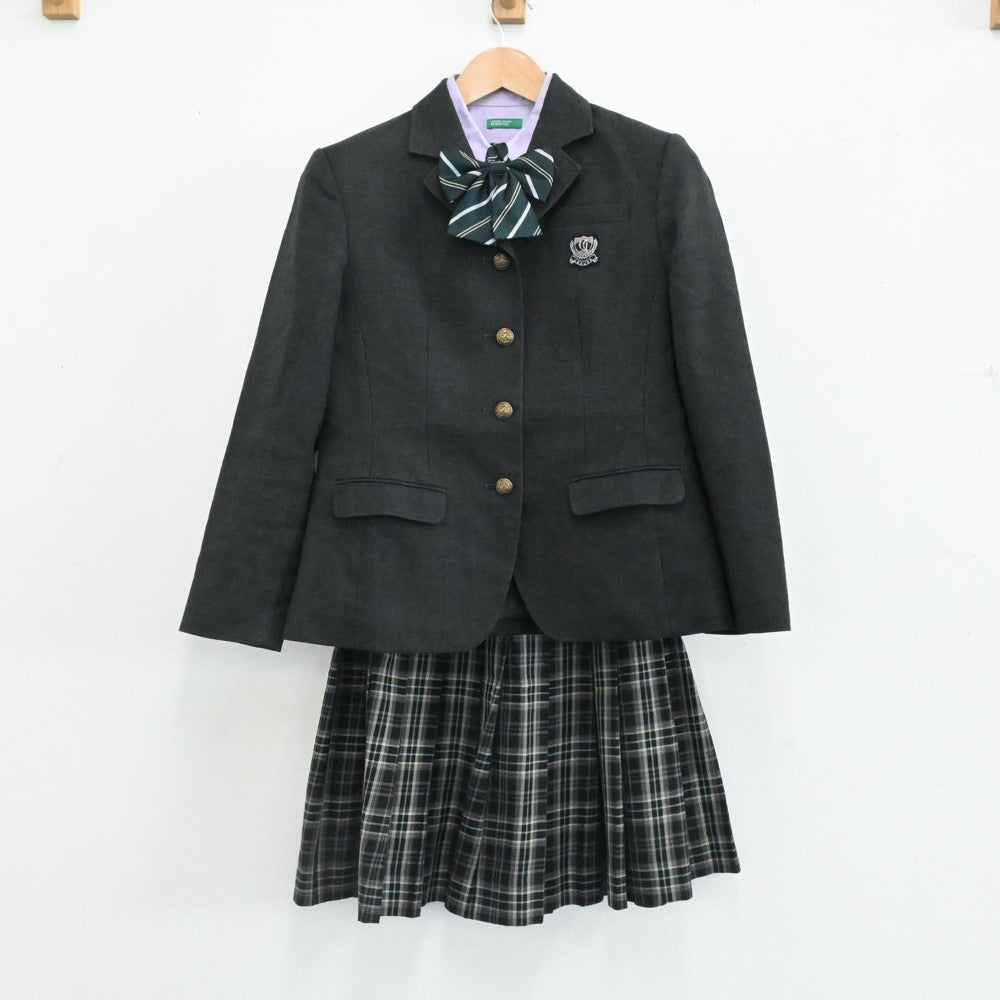 【中古】千葉 植草学園大学附属高等学校 女子制服 4点（ブレザー・スカート・シャツ・ニット）sf001545