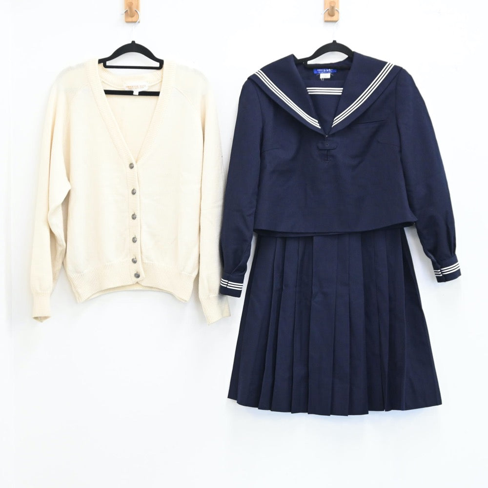 【中古】大阪 金蘭会高校 女子制服 3点（セーラー服・スカート・ニット）sf001548