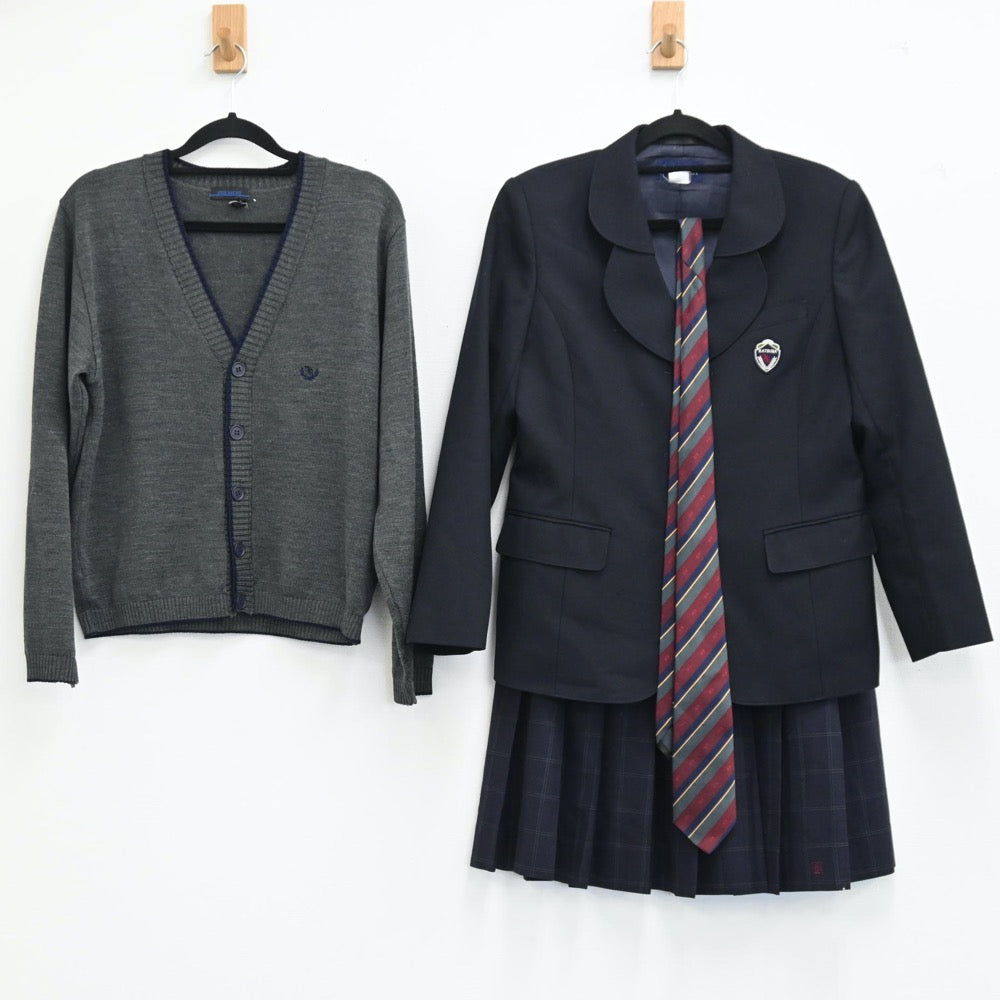 【中古】京都府 京都府桂高等学校 女子制服 4点（ブレザー・ニット・スカート）sf001553