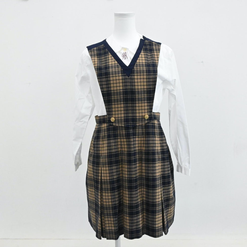 【中古】熊本県 熊本私立秀岳館高等学校 女子制服 4点（ブレザー・シャツ・ジャンパースカート）sf001573