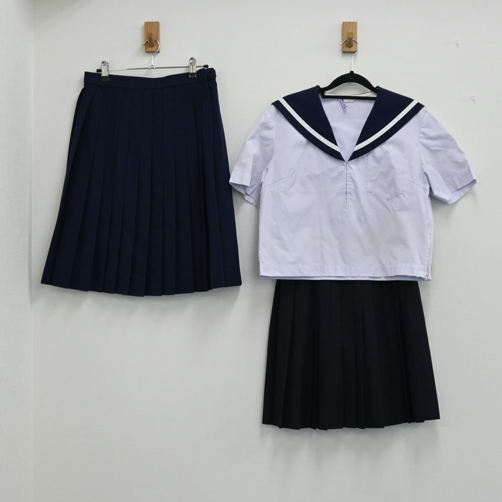 【中古】香川県 善通寺私立西中学校 女子制服 3点（セーラー服・スカート・スカート）sf001582