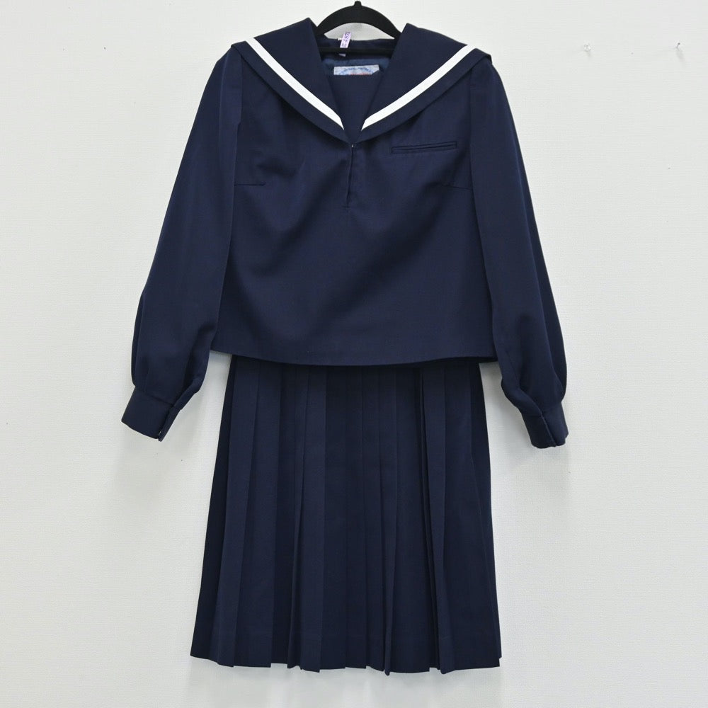 【中古】香川県 善通寺私立西中学校 女子制服 2点（セーラー服・スカート）sf001583