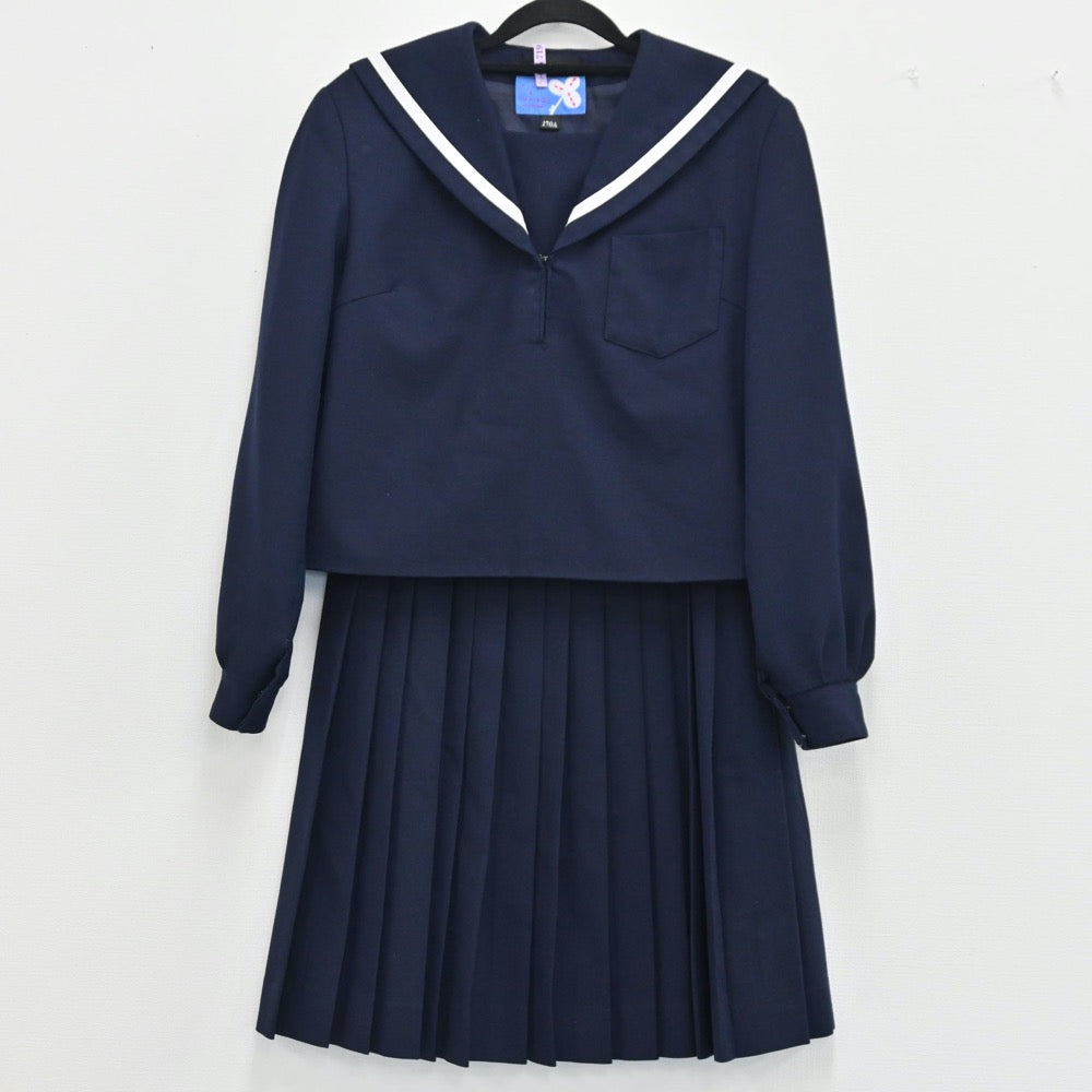 【中古】香川県 善通寺私立西中学校 女子制服 2点（セーラー服・スカート）sf001584