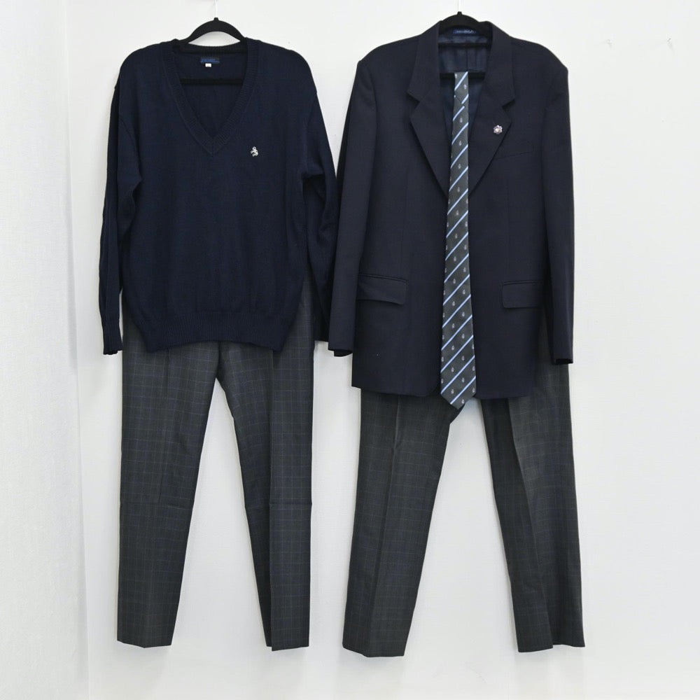 【中古】埼玉県 草加南高校 男子制服 5点（ブレザー・ニット・ズボン）sf001585