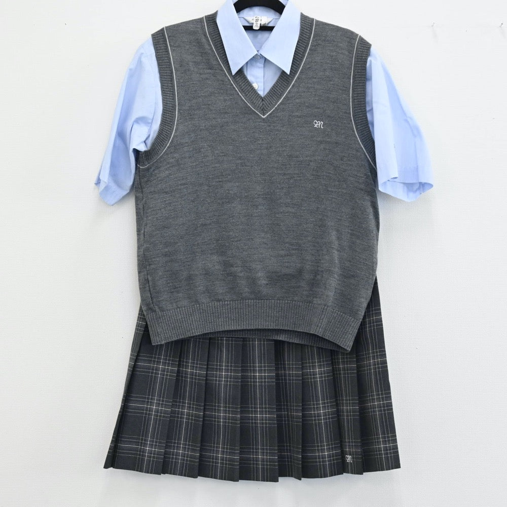 【中古】東京都 東京都立町田総合高等学校 女子制服 4点（スカート・ニットベスト・シャツ）sf001591