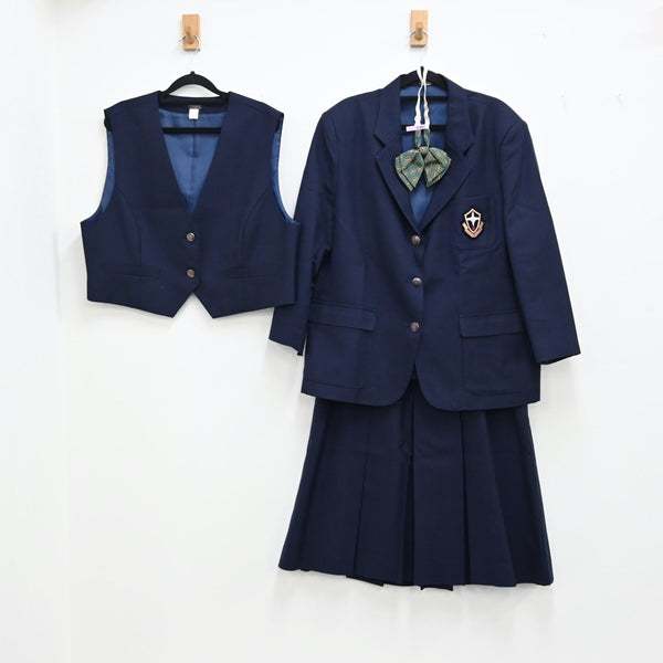 【中古】福島県 日本大学東北高等学校 女子制服 4点（ブレザー・スカート・ベスト）sf001616