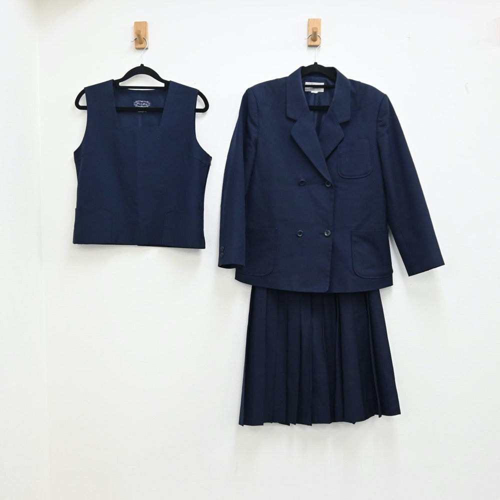 【中古】愛媛県 三津浜中学校 女子制服 3点（ブレザー・スカート・ベスト）sf001639