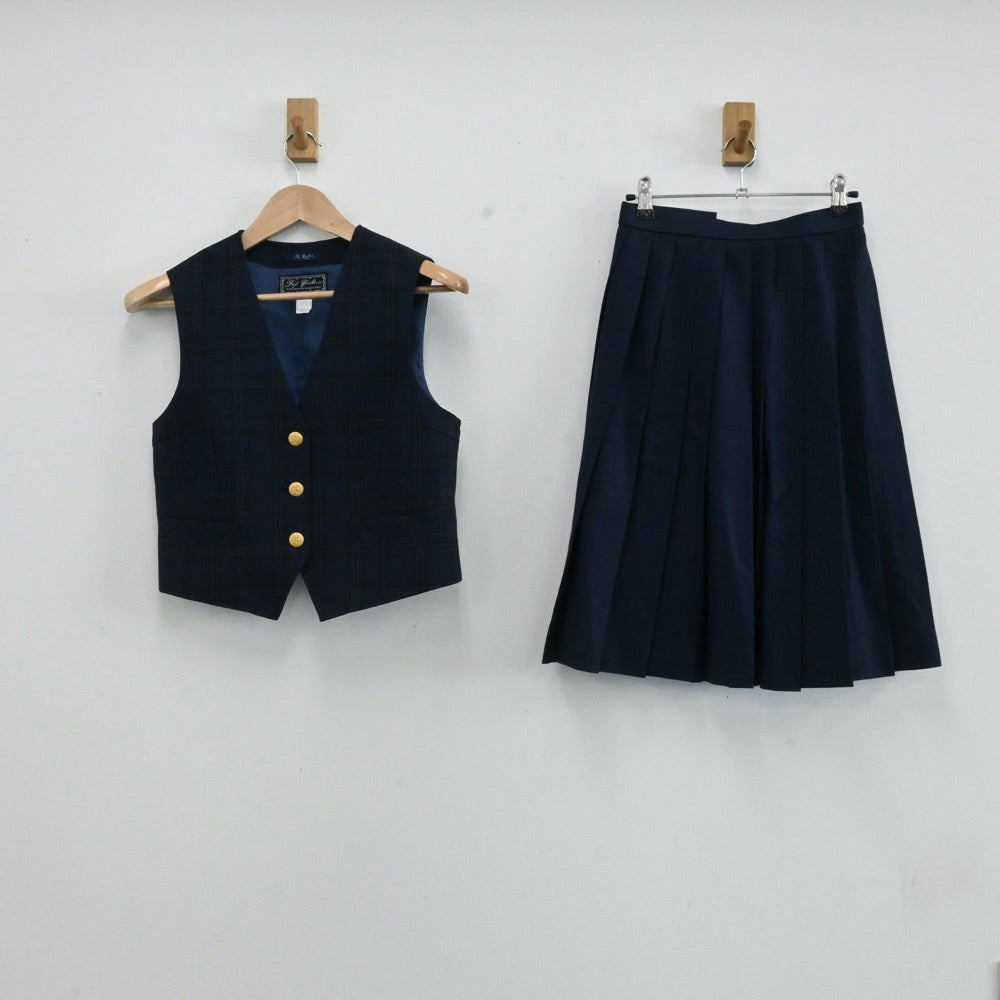 【中古】岩手県 矢巾町立矢巾北中学校 女子制服 3点（ベスト・ベスト・スカート）sf001677