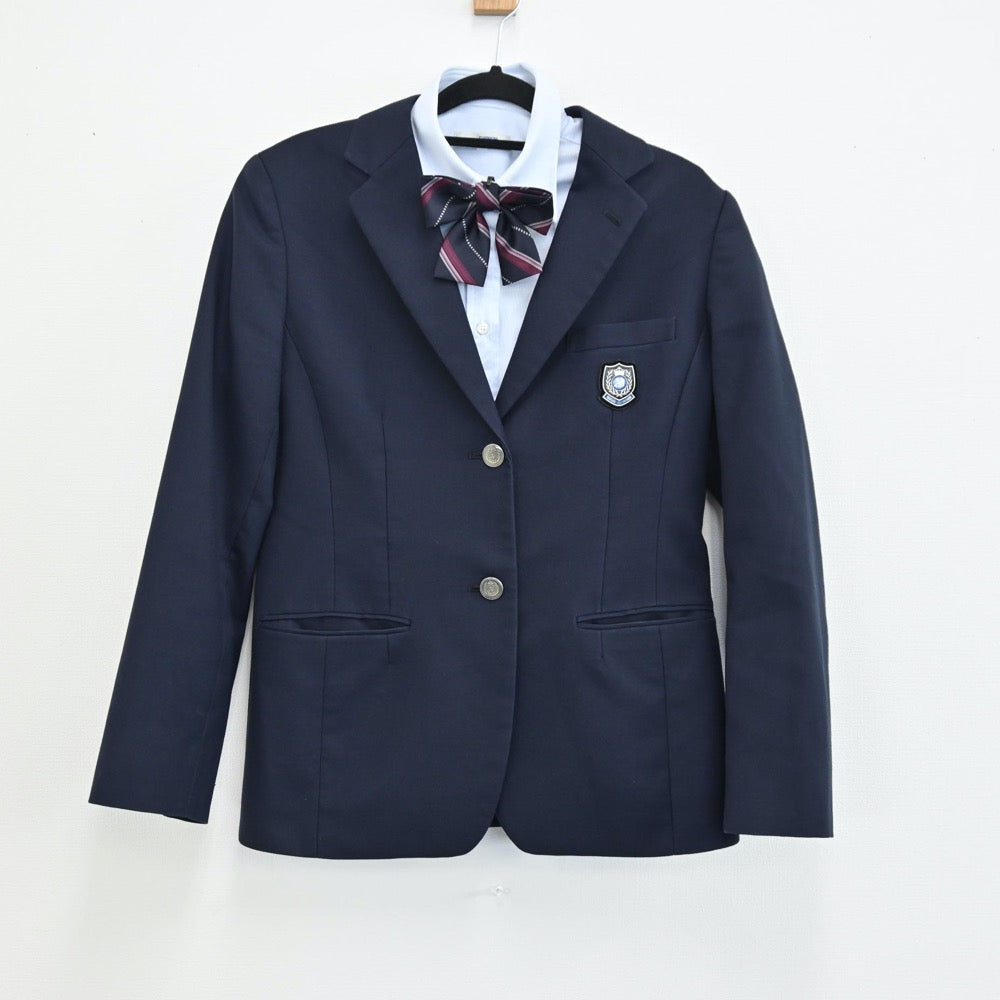 【中古】北海道 札幌英藍高等学校 女子制服 6点（ブレザー・ニット・シャツ）sf001692