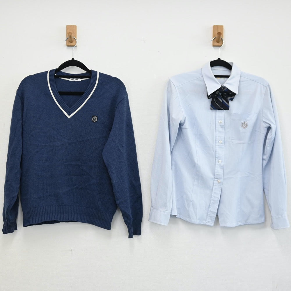 【中古】北海道 札幌英藍高等学校 女子制服 6点（ブレザー・ニット・シャツ）sf001692