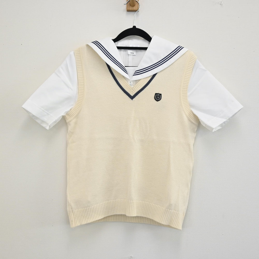 【中古】北海道 札幌英藍高等学校 女子制服 2点（ニットベスト・セーラー服）sf001693