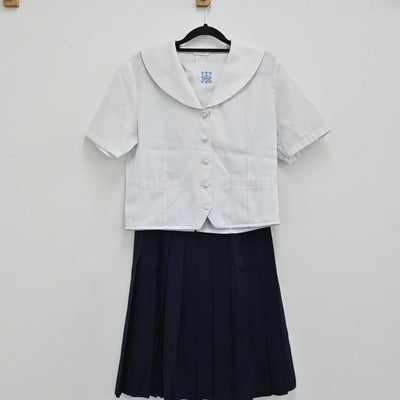 【中古】大阪府 プール学院高等学校 女子制服 2点（セーラー服・スカート）sf001752