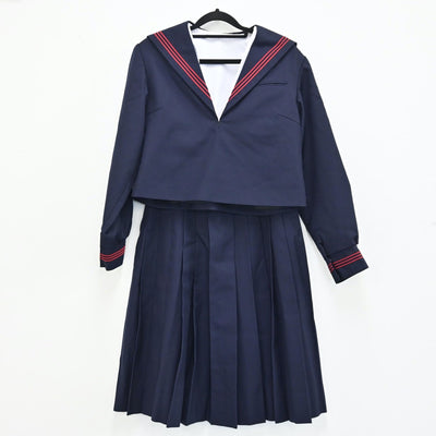 【中古】大阪府 プール学院高等学校 女子制服 3点（セーラー服・スカート・ニット）sf001753