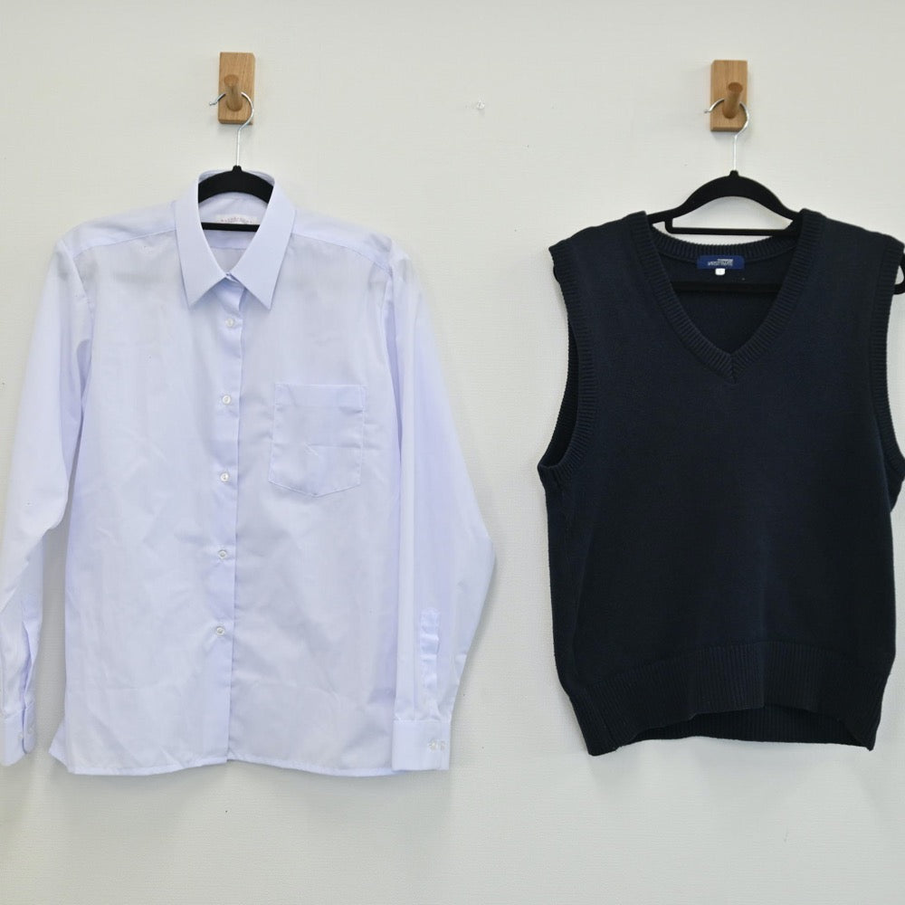 【中古】東京都 上祖師谷中学校 女子制服 3点（ニットベスト・シャツ・スカート）sf001763