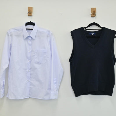 【中古】東京都 上祖師谷中学校 女子制服 3点（ニットベスト・シャツ・スカート）sf001763