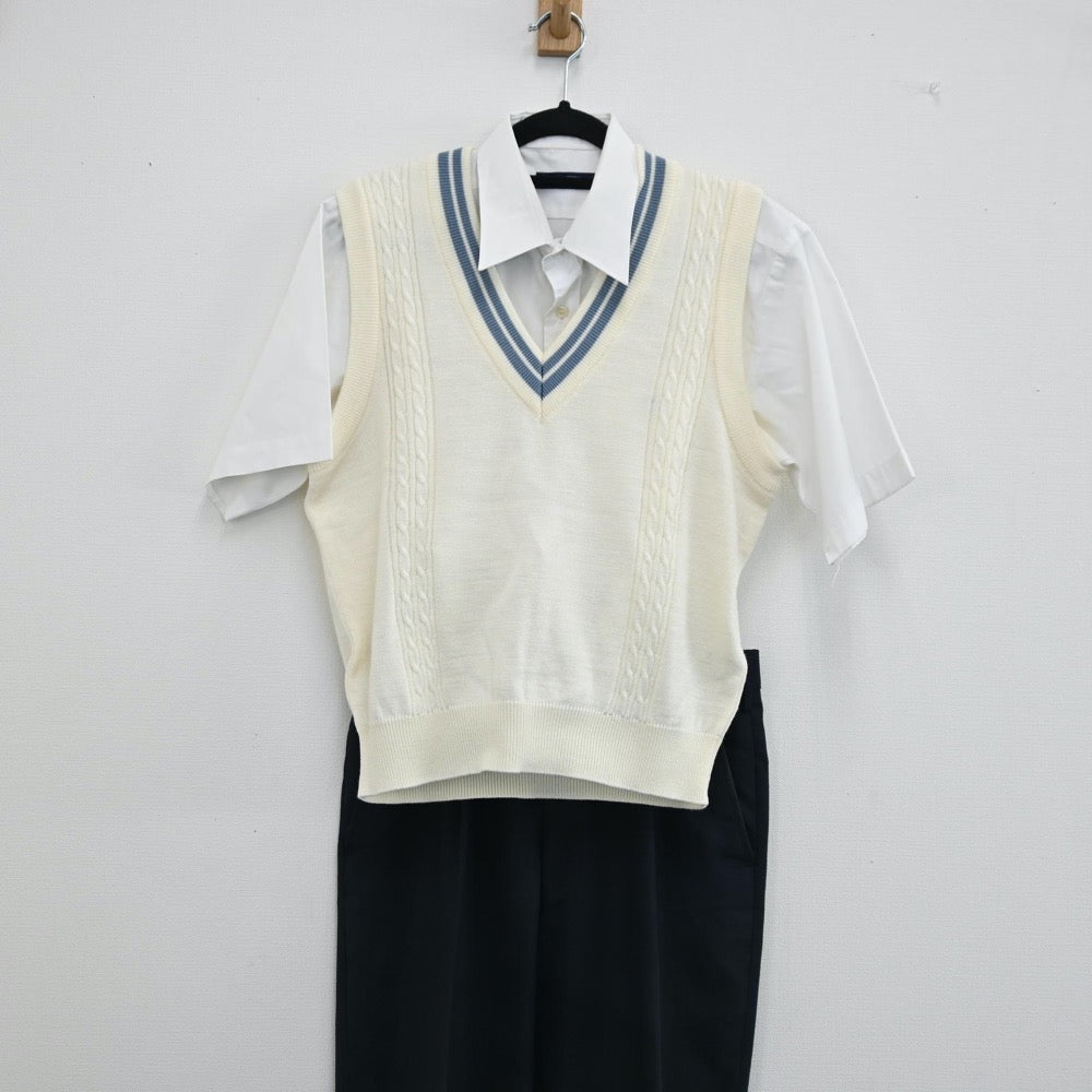 【中古】兵庫県 兵庫県立加古川南高校 男子制服 3点（シャツ・ニットベスト・ズボン）sf001792
