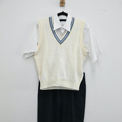 【中古】兵庫県 兵庫県立加古川南高校 男子制服 3点（シャツ・ニットベスト・ズボン）sf001792