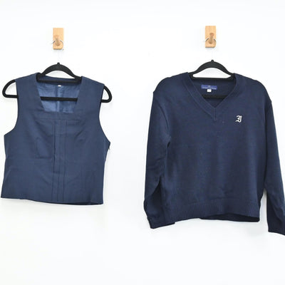 【中古】滋賀県 滋賀県立石山高校 女子制服 3点（ベスト・ニット・スカート）sf001831