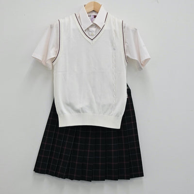 【中古】新潟県 新潟明訓高校 女子制服 2点（ニットベスト・シャツ）sf001842