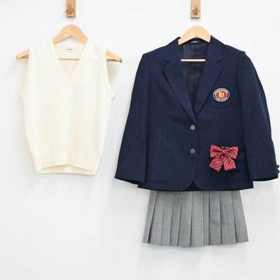 【中古】長野 長野県北安曇郡白馬高等学校 女子制服 6点（ブレザー・ニットベスト・スカート）sf001856