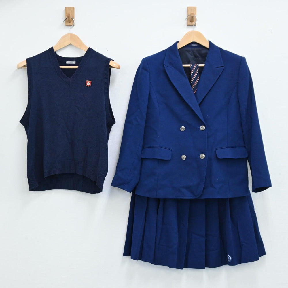 【中古】茨城県 水戸工業高等学校 女子制服 5点（ブレザー・ニットベスト・スカート）sf001873