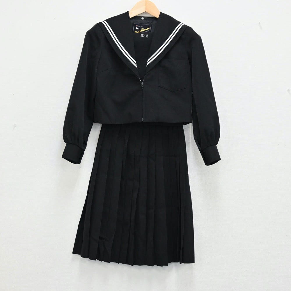 【中古】三重県 木曽岬中学校 女子制服 3点（セーラー服・スカート）sf001880