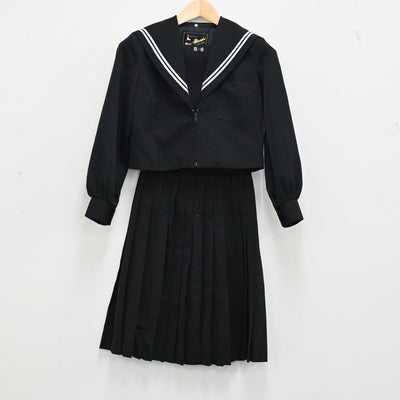 【中古】三重県 木曽岬中学校 女子制服 3点（セーラー服・スカート）sf001880