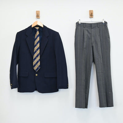 【中古】北海道 札幌市立平岡中学校 男子制服 3点（ブレザー・ズボン）sf001909