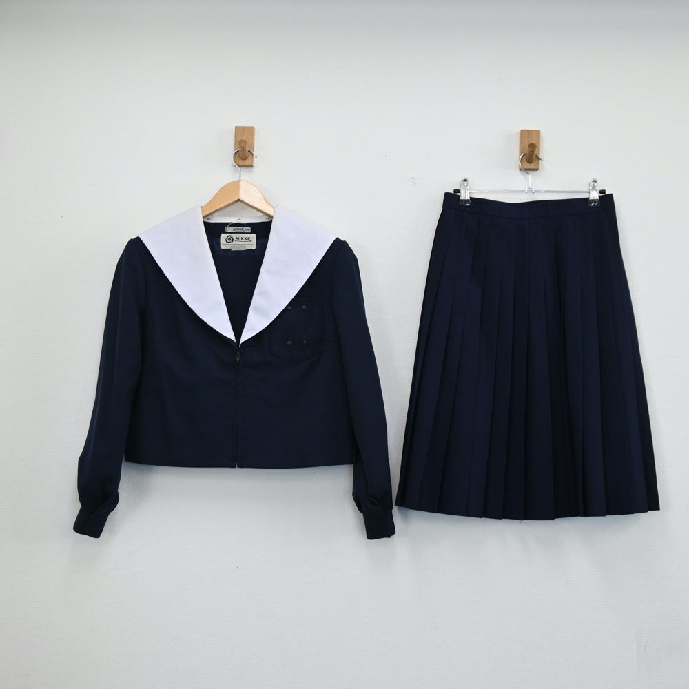 【中古】愛知県 蟹江中学校 女子制服 3点（セーラー服・スカート・スカート）sf001934