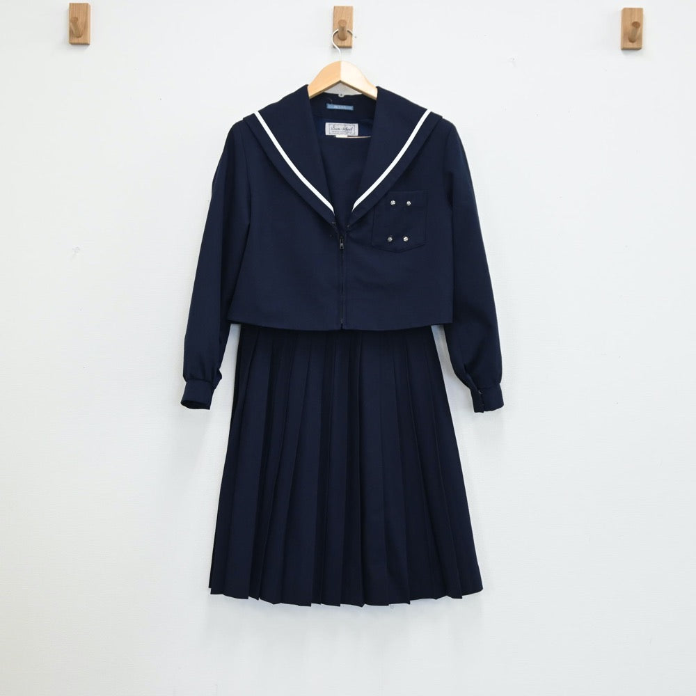 【中古】愛知県 蟹江中学校 女子制服 3点（セーラー服・スカート・スカート）sf001935