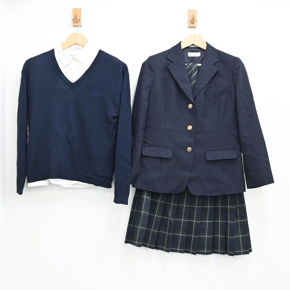 【中古】大阪 清明学院 女子制服 5点（ブレザー・シャツ・ニット・スカート）sf001985